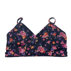 Fabletics Sports Bra Size Medium Tammy Low Impact Floral Wrap Activewear Purple